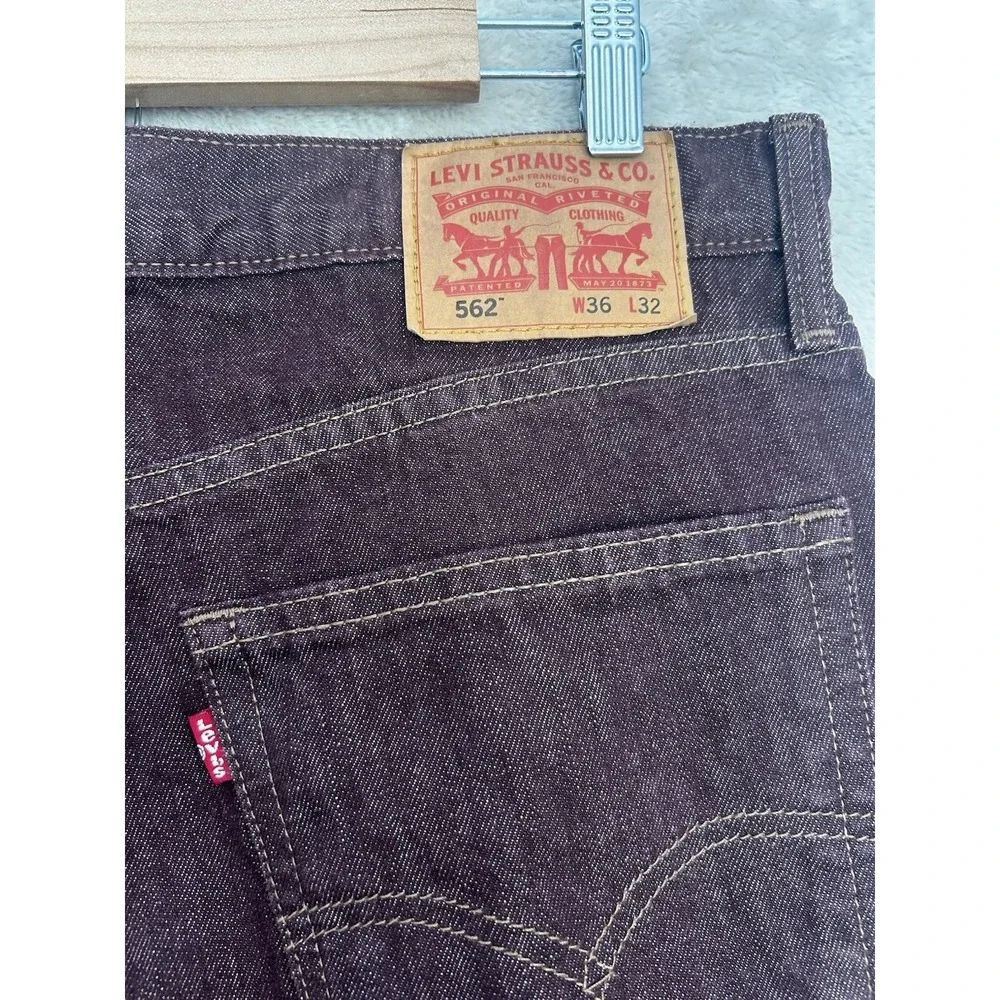 Levi's 562 Loose Taper Jeans Brown 36x32 Baggy Streetwear Y2K Denim Button‎ Fly